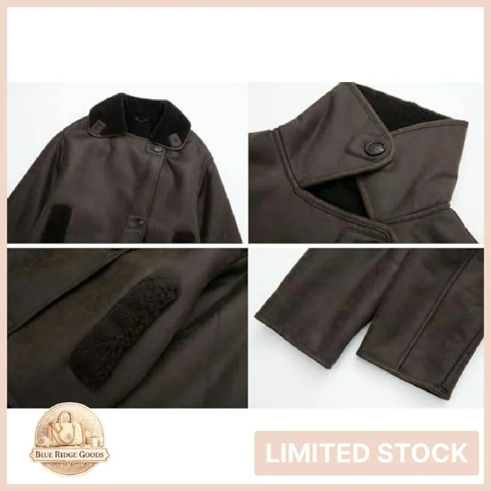 Sherpa Lined Faux Leather Jacket Oversized Motorcycle Style Winter Chic